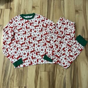 Carters Unisex Adult Pajamas Set Sz XL Red & White Reindeer Sleigh Christmas 2pc